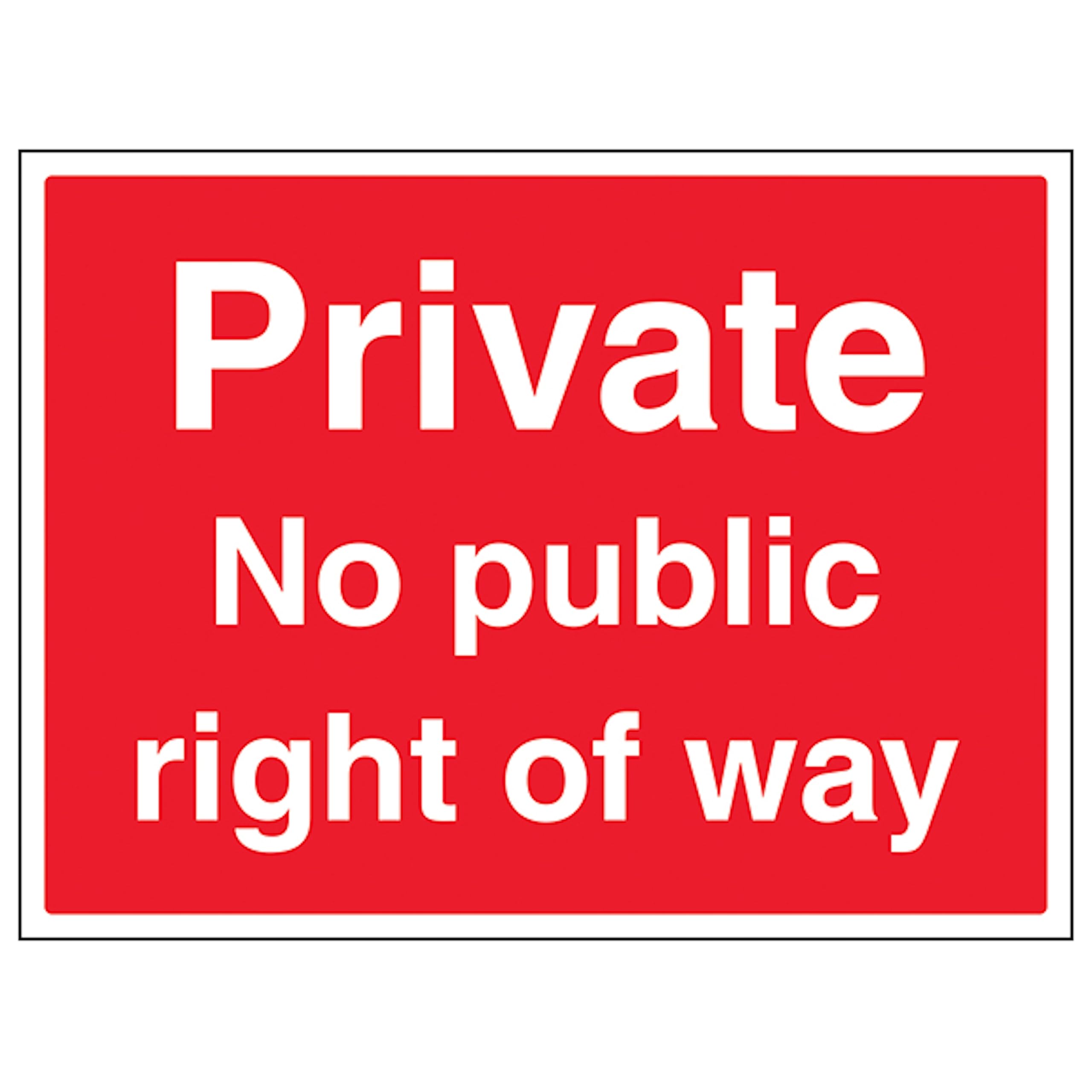 V Safety Private No Public Right Of Way - Large Landscape 400 x 300 mm - 3mm Aluminium Composite Safety Sign