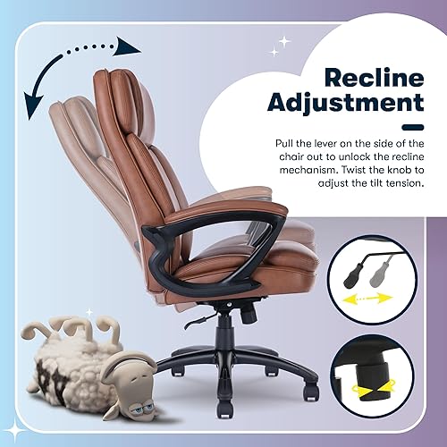 Miniatura 7 de Serta Fairbanks - Silla de oficina ejecutiva con respaldo alto y grande, silla ergonómica para computadora para juegos con almohadas corporales en