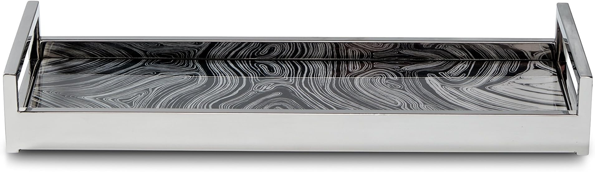 Roselli Trading Company Amenity Tray, Black/White Swirl, S