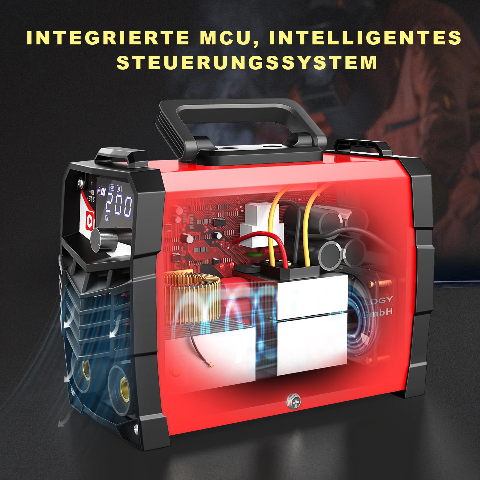 VECTOR WELDING Elektroden Schweißgerät Set, Schweißgerät Elektrode ARC 200, Inverter Elektro Schweissgerät - Digitales Display - Inklusive Schweißhelm und umfassendem Zubehör