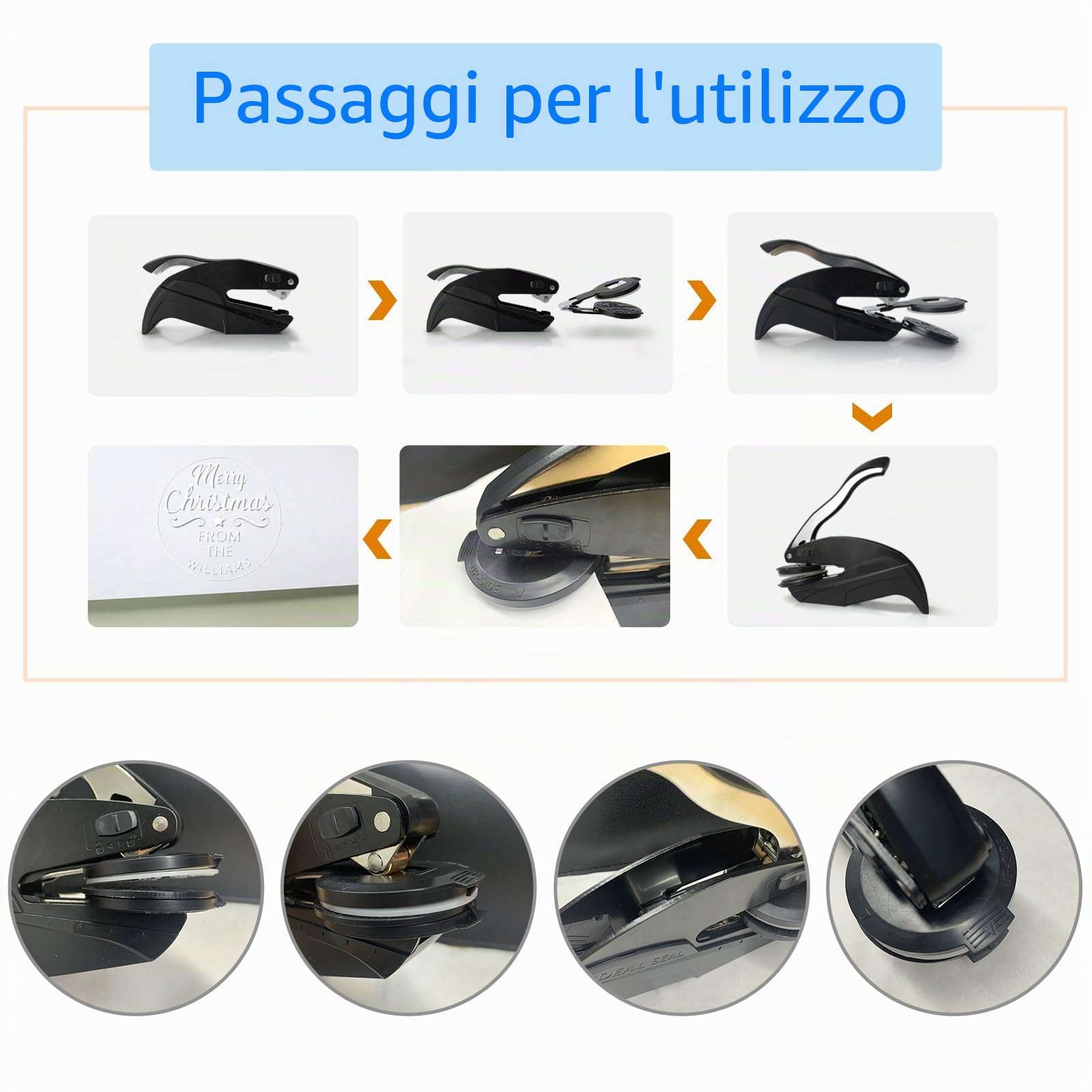 Goffratrice Personalizzata Timbro Personalizzato Per Libri Ex Libris Personalizzato Libro Embosser Personalizzato Hand Held Embossing Timbro libri della biblioteca, buste, tovaglioli, regali di Natale