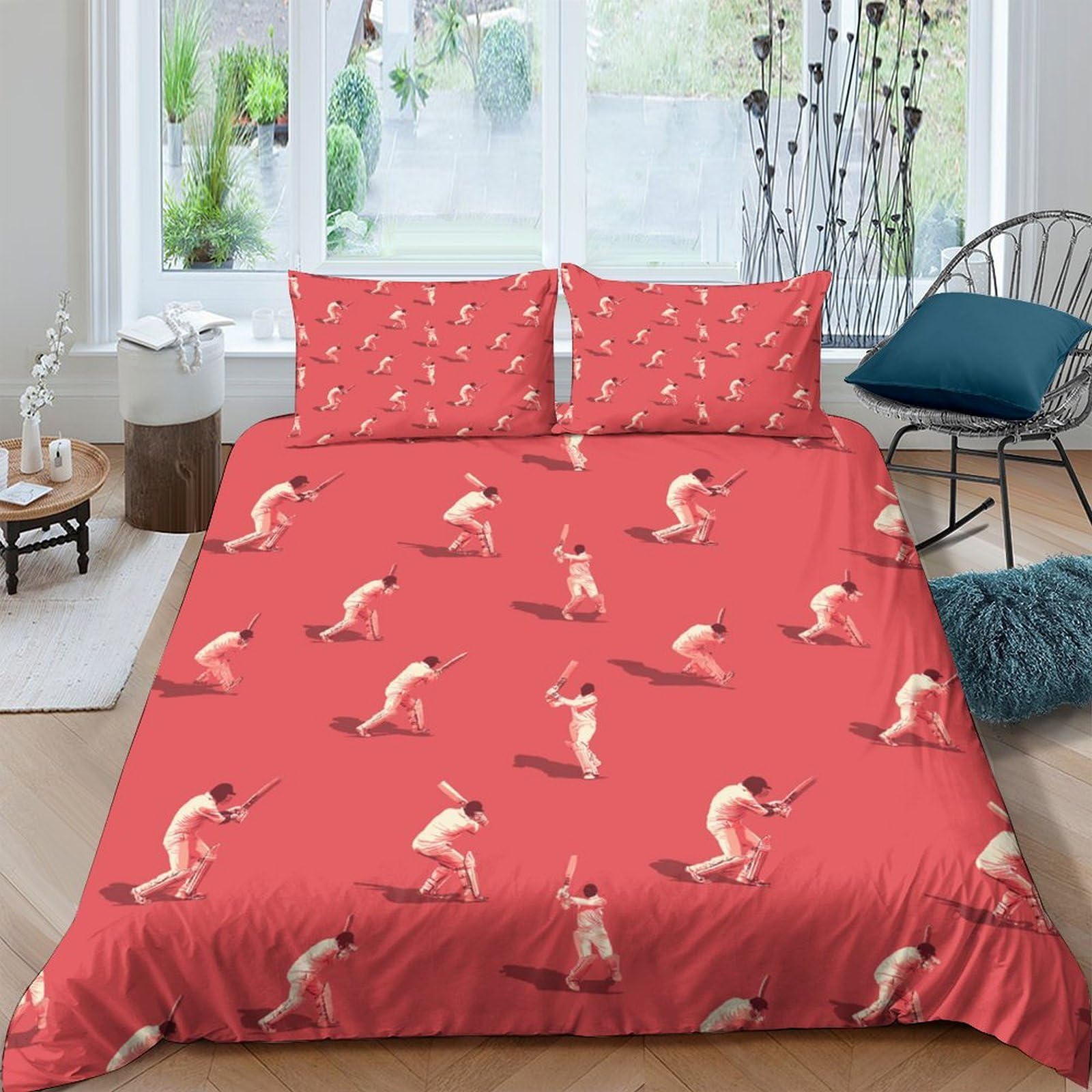 Housse de couette cricket 3D 140x200cm avec taie d'oreiller pour lit simple