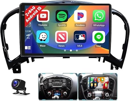 2+64G for 2011-2016 Nissan Juke Android 15 Car Stereo Wireless Apple CarPlay Android Auto, 9 inch Touch Screen Radio WiFi Bluetooth GPS FM RDS+Free AHD Backup Cam