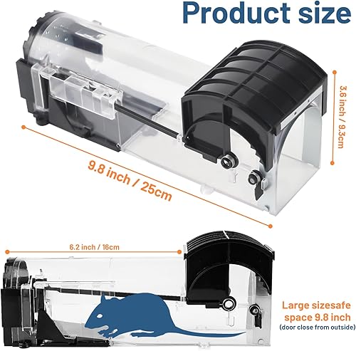 Miniatura 2 de Trampa humana para ratones, atrapa ratones para interiores y hogares, seguro e inofensivo, reutilizable, tamaño 9.8 x 3.1 x 2.9 pulgadas, adecuado