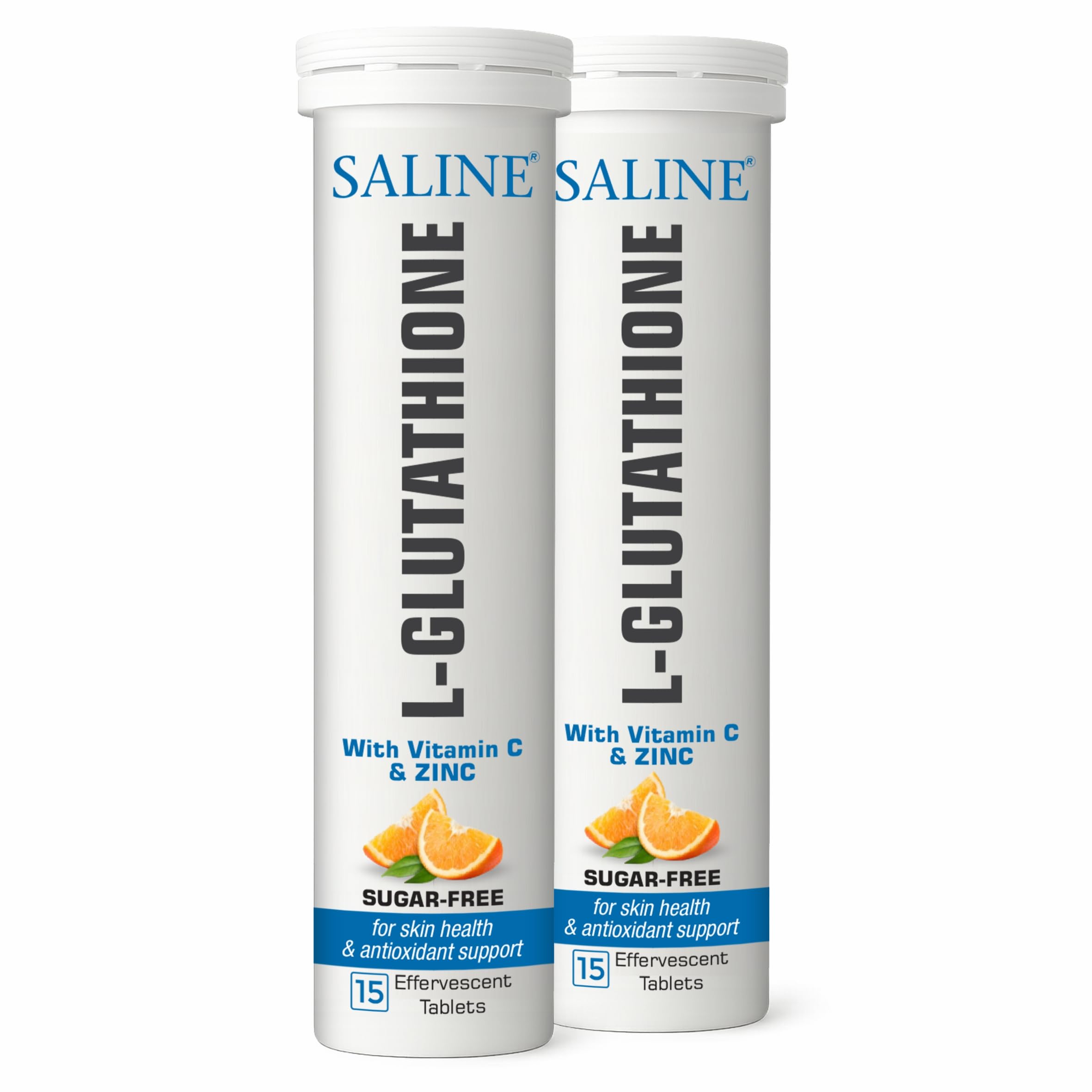 SALINE Glutathione Effervescent Tablets with Vitamin C & Zinc | Skin Health & Antioxidant Support | 15 Tablets Tube | Lemon Flavour | Sugar-Free