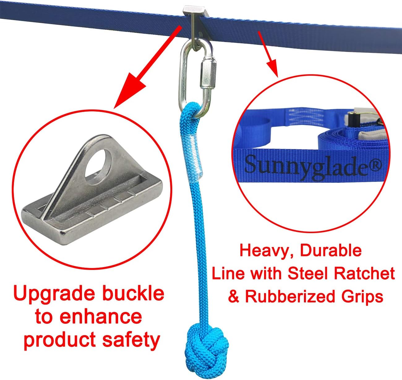 Sunnyglade 40FT Ninja Obstacle Course Kit for Kids- 40 FT Webbing, 2 Monkey Bars, 3 Fists & 2 Gym Rings, Complete Accessories Playset Equipment for Holiday