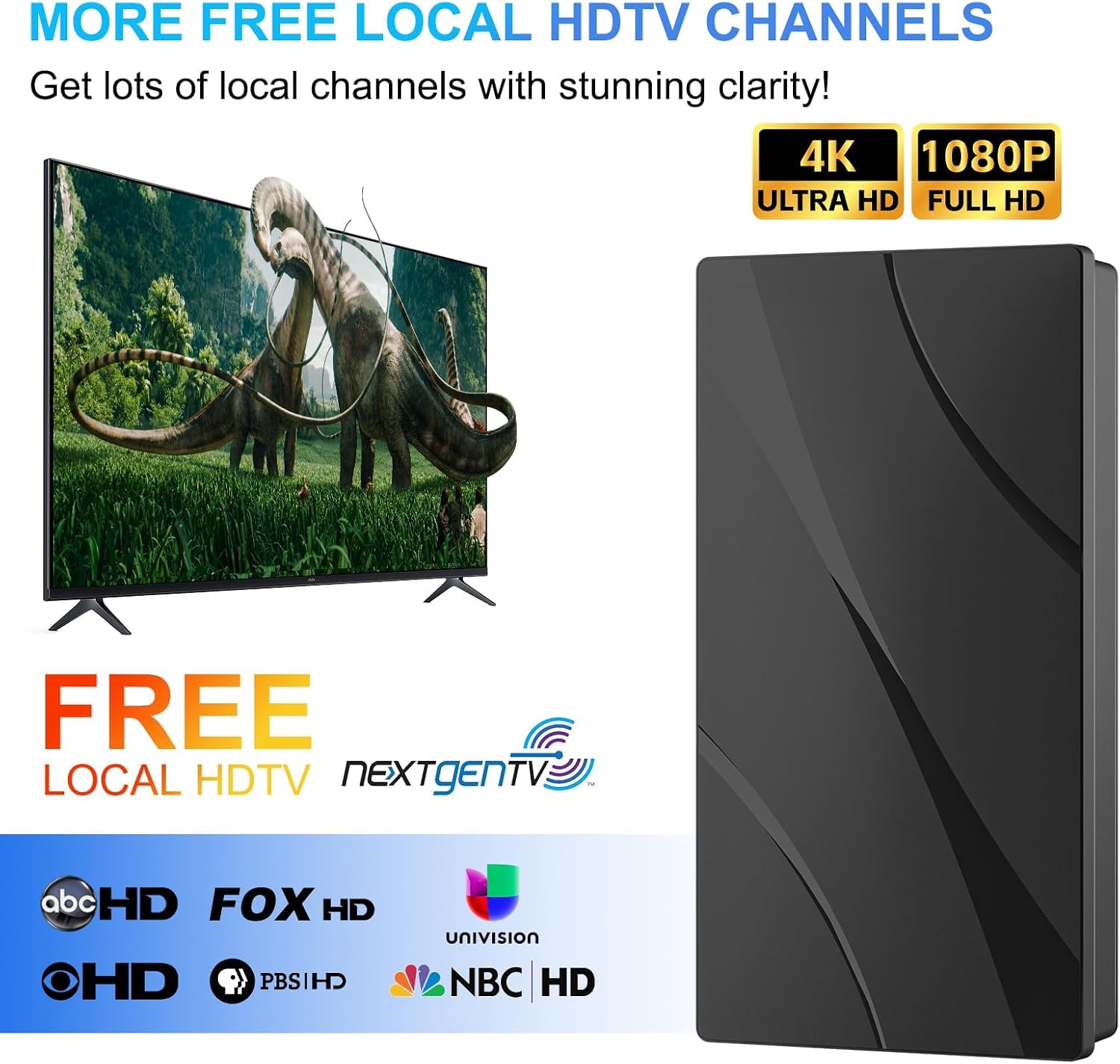 Oyned Antena de TV para exteriores con amplificador, cable RG6 de 35 pies