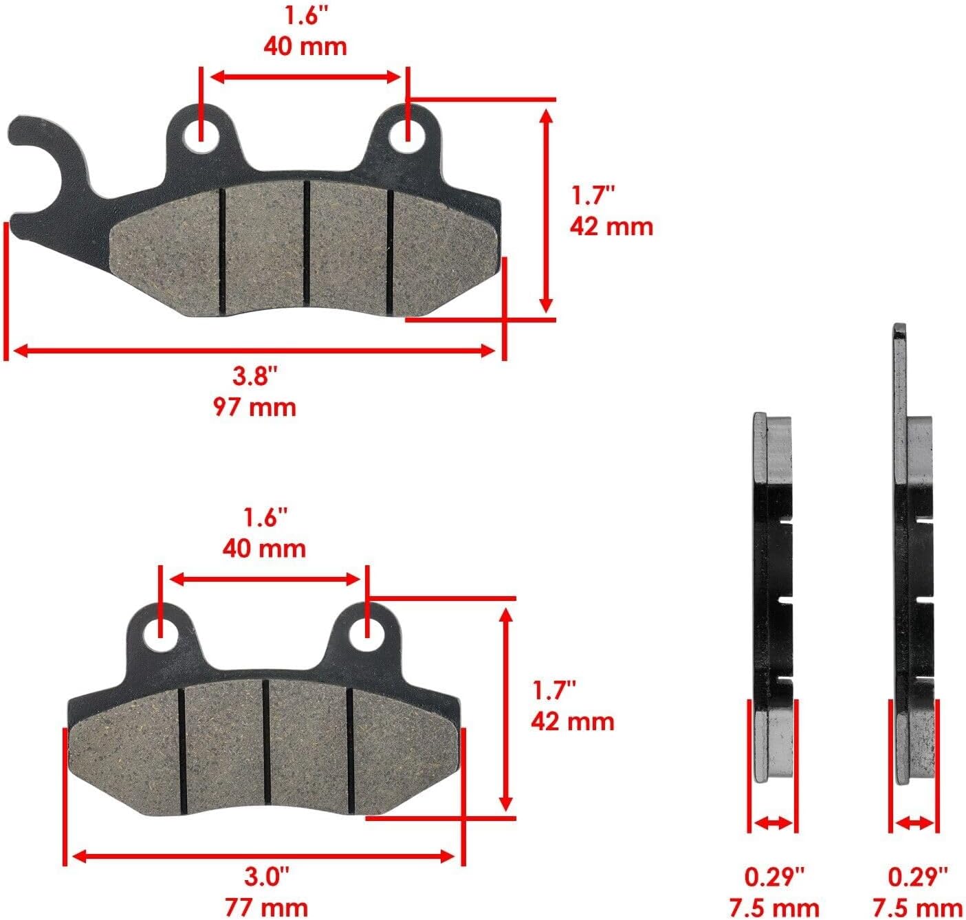 Replacement Parts for Front Brake Pads and Rear Brake Shoes for Yamaha TTR230 TT-R230 2005-2020 Mod-BP8-3018