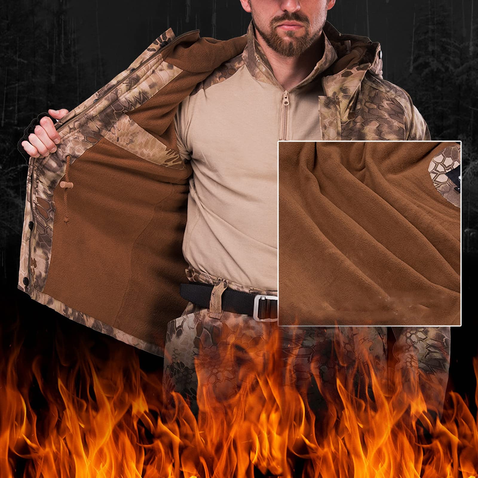 Taktische Outdoor Jacke,Warmer camo Kapuzenmantel Herren,angriffsfeld kampfspiel,Bergsteigen,ski uniform,arbeits Kleidung,Airsoft Paintball schießen Jagd tarnanzug Shirt