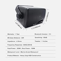 Herdio 3,5" Bluetooth Kültéri Hangszórópár - 200W Vízálló 3-Utas Hangrendszer Falra Szerelhető, 30m Hatótáv, AUX Bemenet, Teraszra, Kertbe,  8