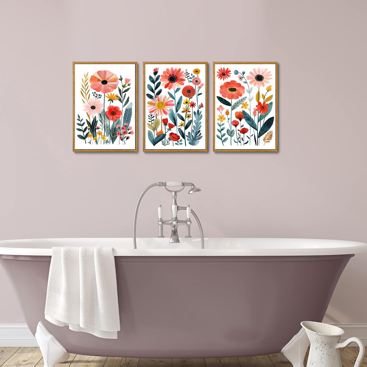 Amazon.com: KISSFOX Colorful Wildflower Canvas Wall Art Set Of 3