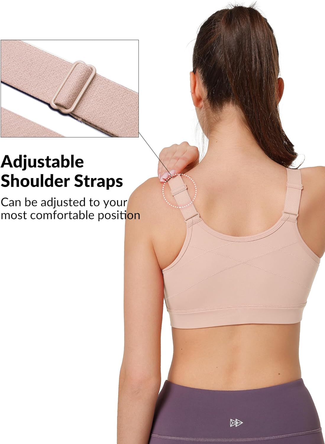 Yvette Adjustable Sports Bras for Women High Impact - Zip Front Sports Bra Plus Size Wireless for Running Workout - Image 2