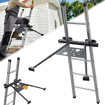 Ladder Stabilizer, Roof Ladder Stabilizer with Adjustable Legs 20.4-29.5" Built-in Tool Tray and Non-Slip Rubber Feet Suitable for Roof Gutters Roof Repairs Window Cleaning Snow Removal