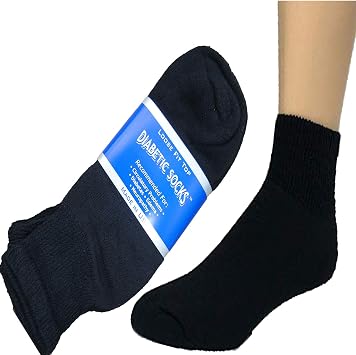 Creswell 6 Pairs Diabetic Socks Made in USA (10-13, BLACK ANKLE)
