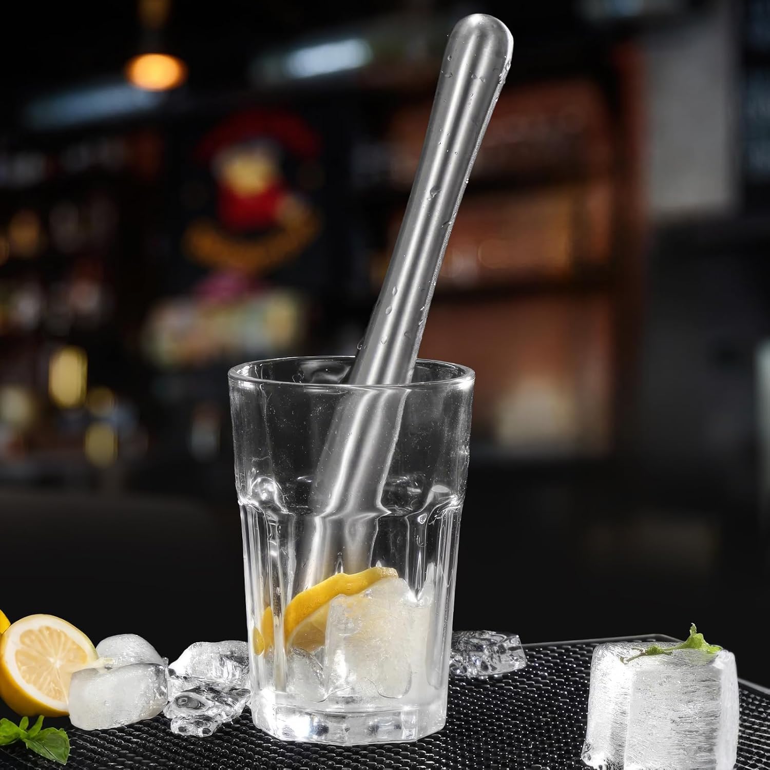 1pc Stainless Steel Cocktail Muddlers Mojito Muddler Steel Cocktail Crusher Coffee Muddler Stainless Steel Fruit Muddler Peppermint stirrers Whiskey Crushed Old Fashioned