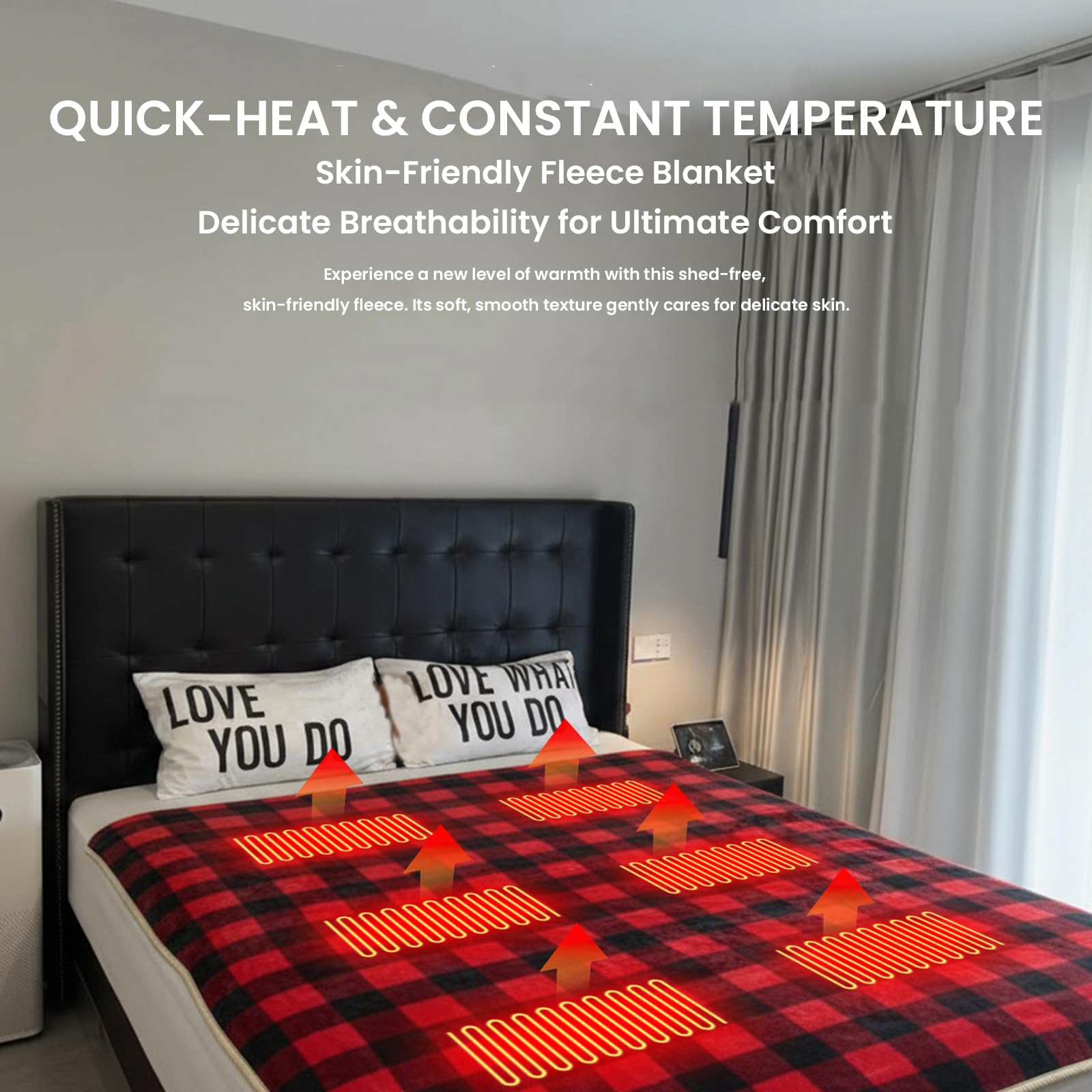 Almohadilla eléctrica de calefacción con 3 temperaturas ajustables, USB portátil, 6 zonas de calor, impermeable para camping y senderismo, color rojo