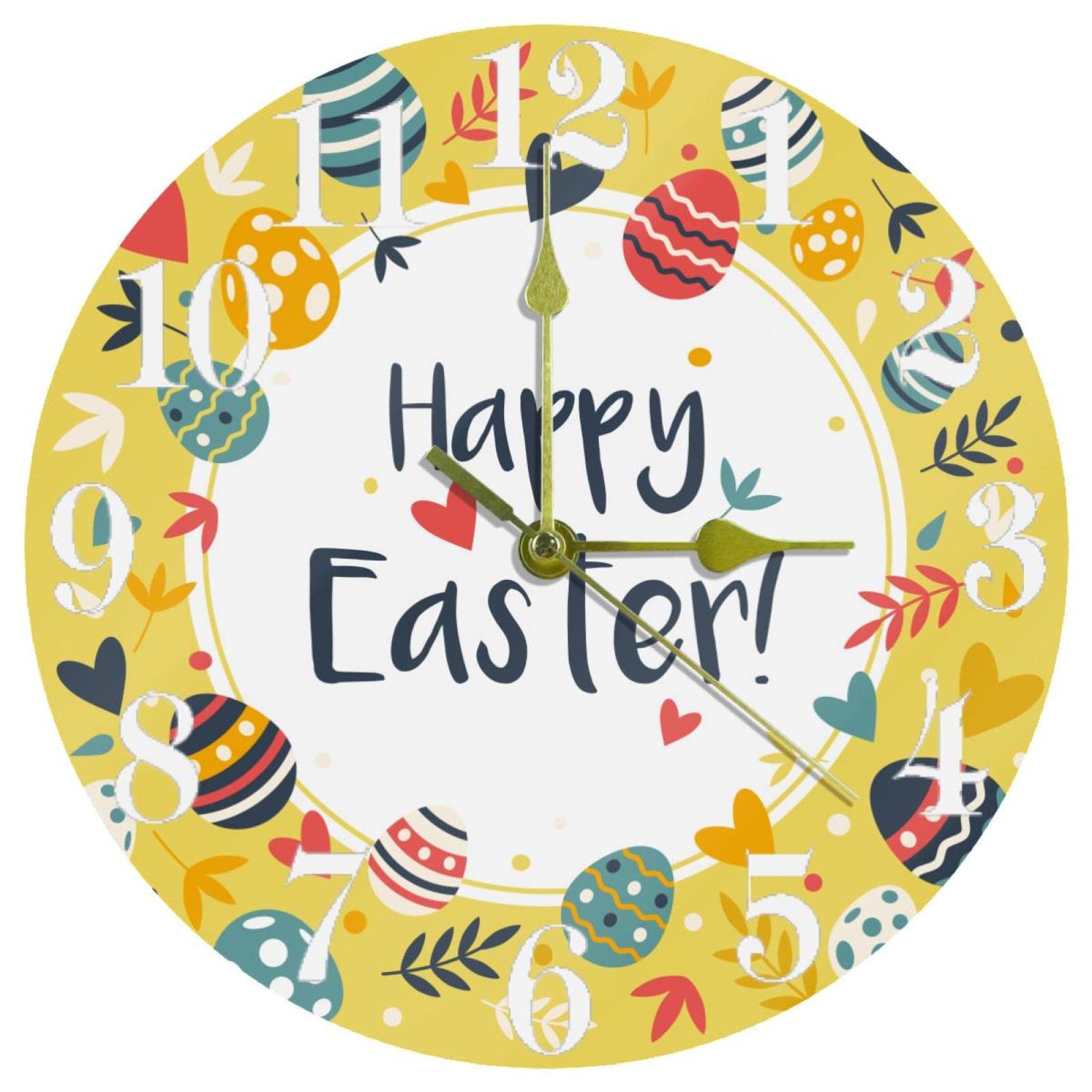 Horloge murale à quartz 25,4 cm jaune œuf pour cuisine et bureau
