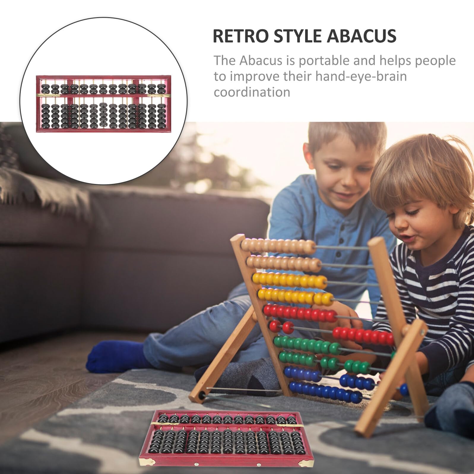 Ábaco Retro 13 Columnas 7 Cuentas para Niños, Madera E Hierro