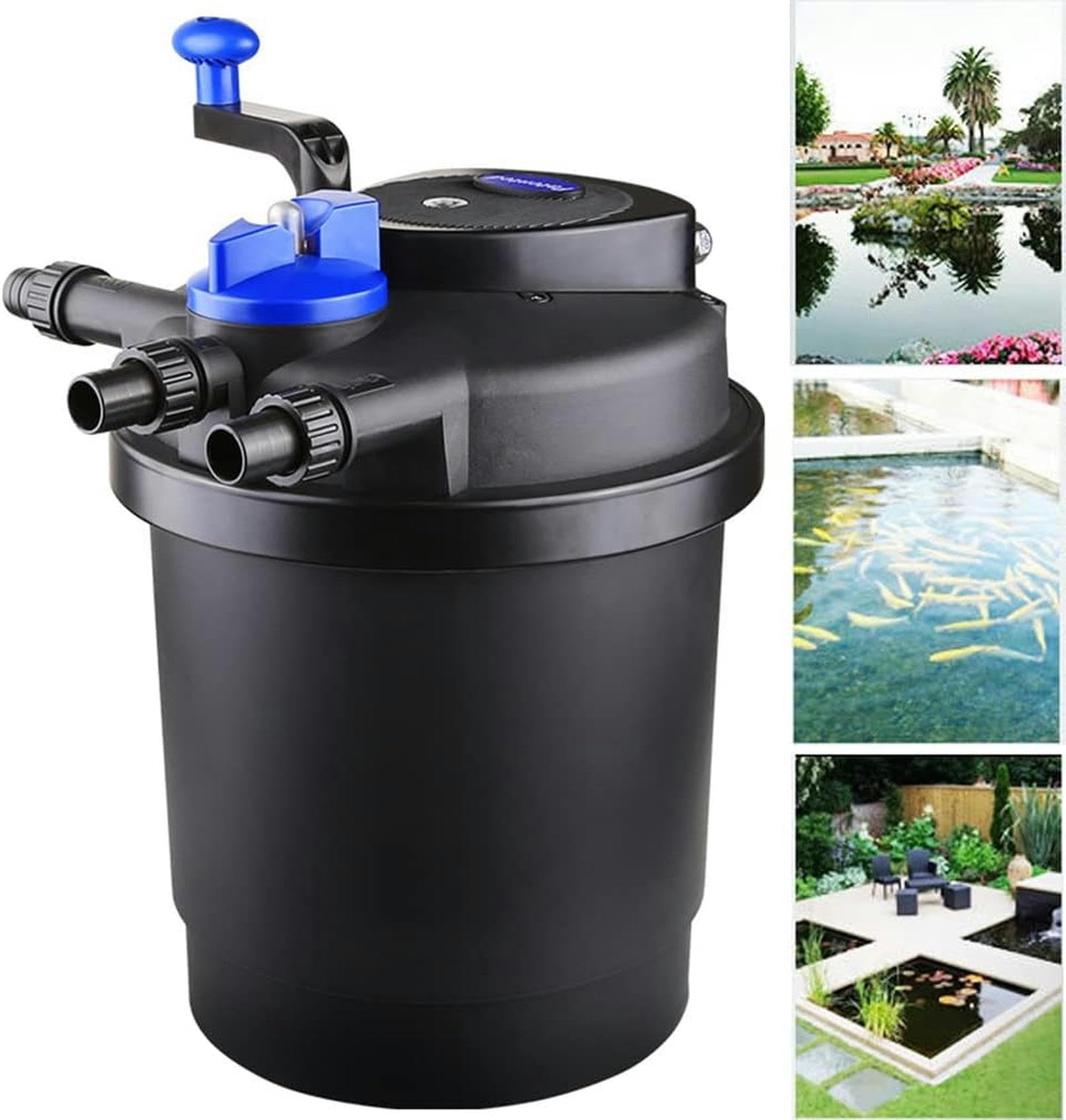 Limpiador automático de la Superficie de la Piscina Skimmer Flotante,Filtro de biopresión del Estanque Bomba de Estanque de Peces Kit de Filtro de Estanque,Skimmer de Estanque Flotante