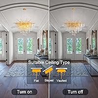 Vista 7 de Candelabros de cristal para comedor, candelabro dorado moderno de 24 pulgadas, candelabro redondo de 8 luces de rama de árbol, lámpara colgante