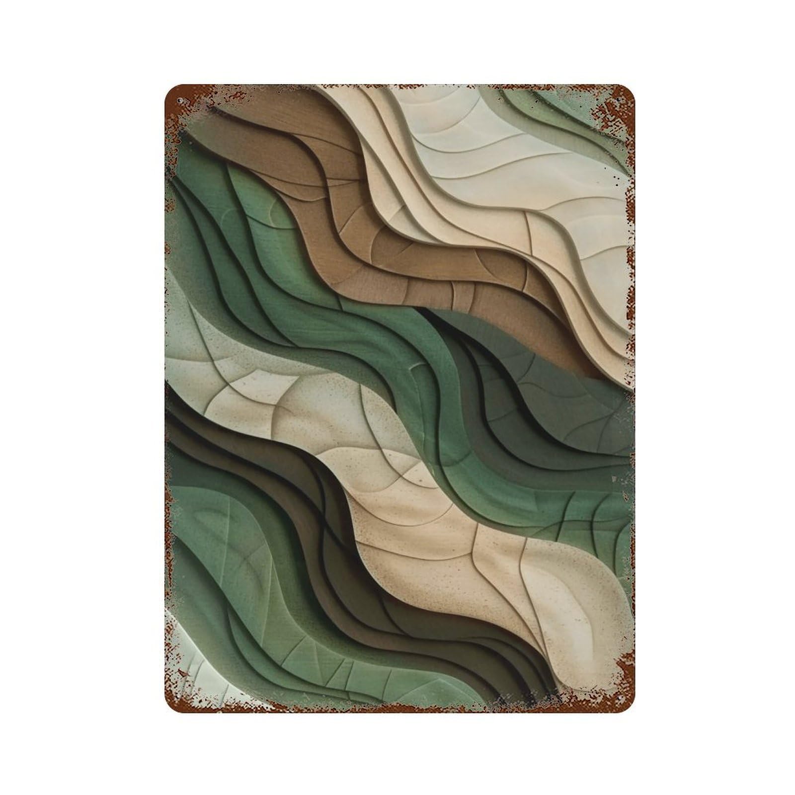 WIHYRTUI Earth Tone Curved Timber Texture 04 Wall Retro Iron Metal Tin Sign Vintage Art Poster Modern Home Cofffee Club Art Bar Shop Decor Style 40x30cm
