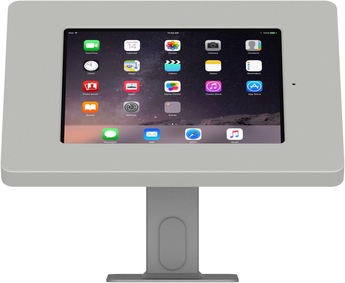 VidaMount Light Grey Home Button Covered Enclosure and Rotating & Tilting Desk/Table Mount [Bundle] Compatible with iPad mini 4 & 5