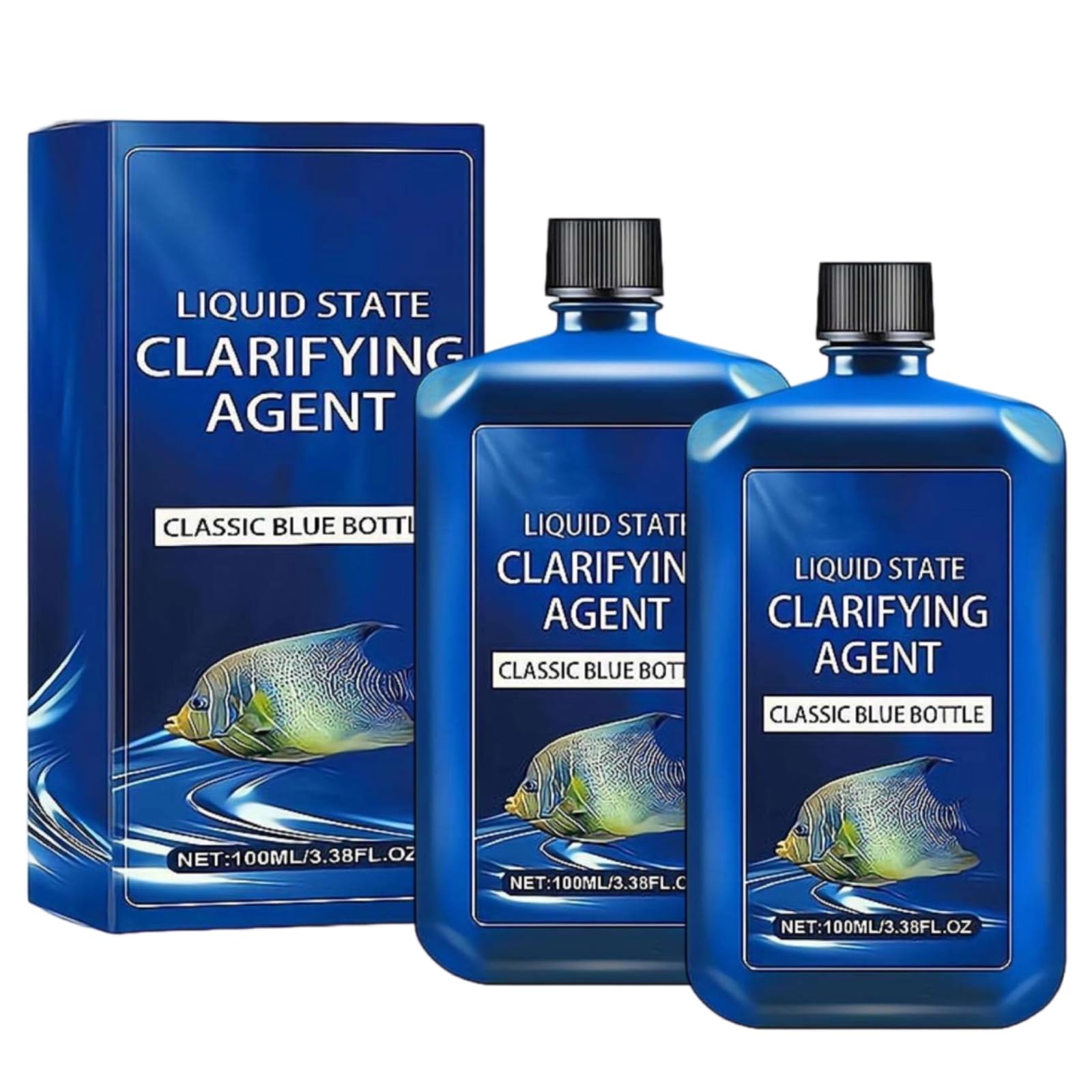2PCS Fast-Acting Aquarium Water Clarifier, Powerful Fish Tank Liquid Clarifying Agent for Freshwater, Clears Cloudy Water and Removes Suspended Particles, for Fish Plants, Water Purification Treatment