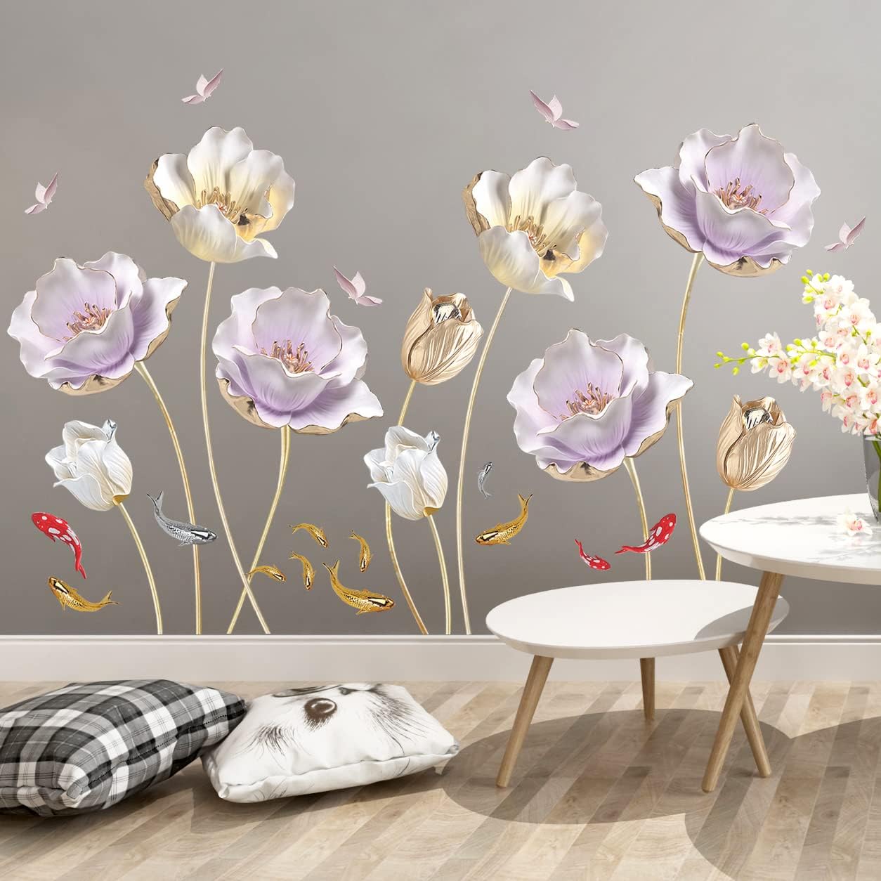 Giant Gold Flower Wall Decals Lotus Tulip Flowers Floral