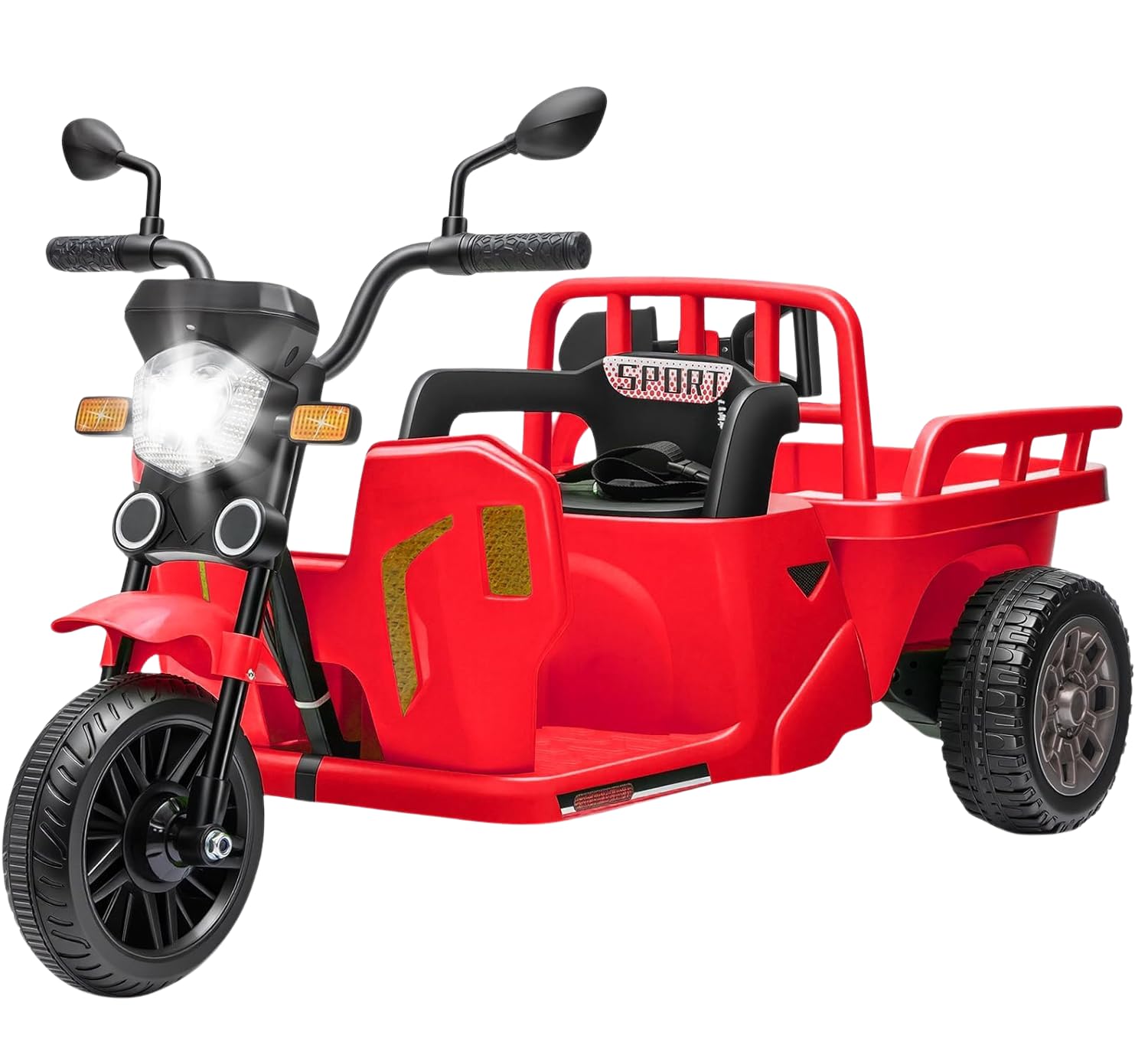 Acekool 12V Kids Electric Ride-on Tricycle with Cargo Trailer — image 1