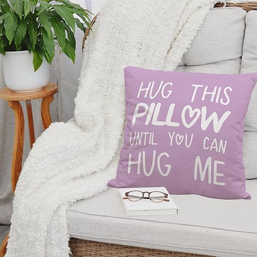 Miniatura 5 de Sufamb Hug This Pillow Until You Can Hug Me - Funda de almohada decorativa de 18 x 18 pulgadas, regalos de cumpleaños para novio, novia, regalos de