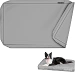 Explore Land Waterproof Dog Bed Cover Canvas Washable Dog Crate Pad Replacement Cover for 48 Inch Crate, 46Lx29Wx4H inch, Gray