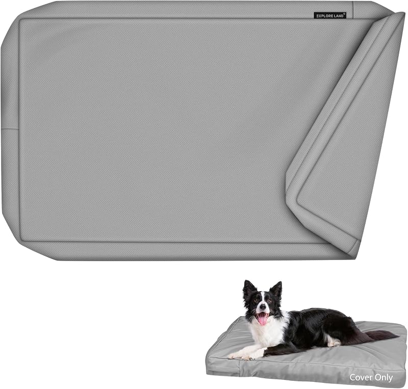 Capa impermeável para cama de cães Explore Land em lona cinza – 86,36 x 55,88 x 8,89 cm