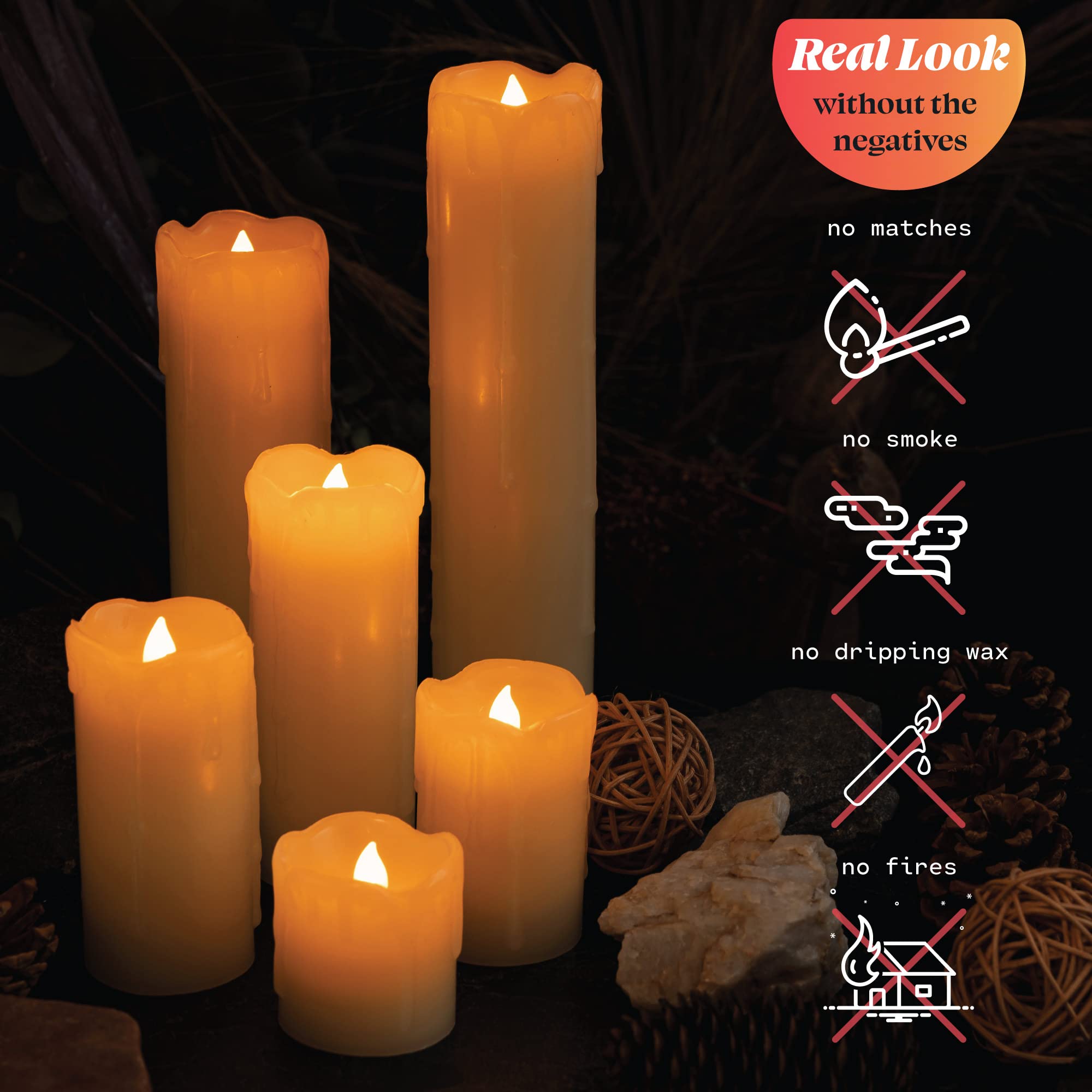 Amazon.co.jp: WYZworksちらつきLEDフレイムレスキャンドルセット HMM