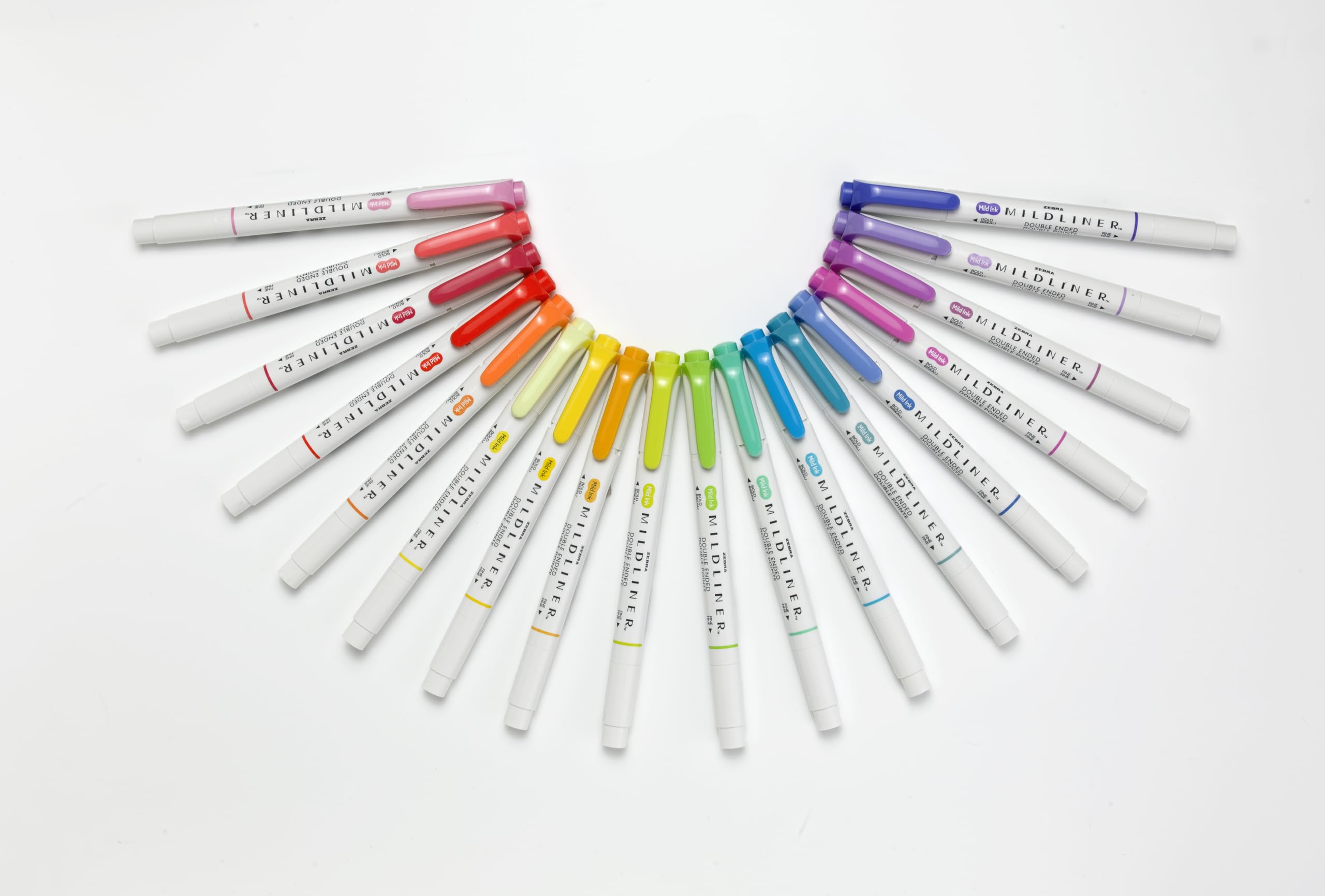 Zebra Pen Mildliner Doppelend-Textmarker, breite und feine Spitze, ideal für Bibelmarkierungen, kein Ausbluten, 18 Pastell- und neutrale Tintenfarben, 18 Stück