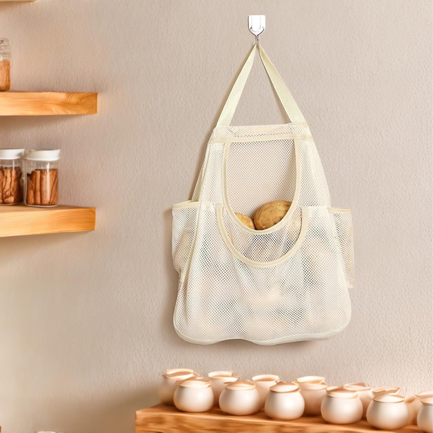 Smart | Hanging Mesh Storage Bag for Potatoes, and Produce, Kitchen Organizer, Breathable Storage Solution for Pantry 2026
