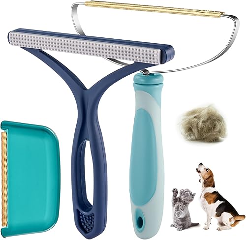 Miniatura 1 de Removedor de pelo de mascotas para sofá, paquete de 3 unidades, removedor de pelusas reutilizable, rastrillo portátil para alfombras, rastrillo de