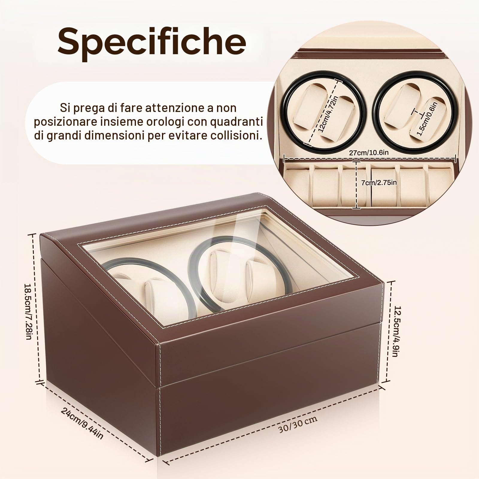 Scatola carica orologi automatici per 4+6 orologi, scatola di conservazione in legno con motore silenzioso, scatola carica orologi per orologi automatici