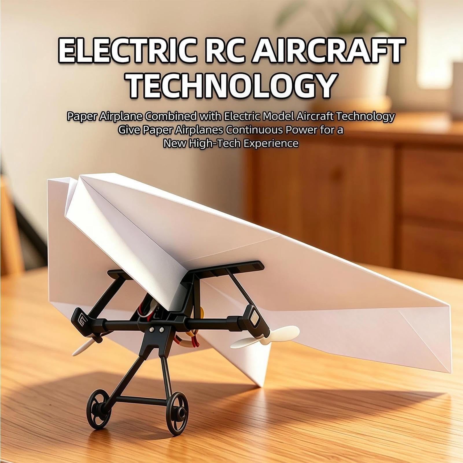 Kit de Avión RC Juguete Eléctrico Plegable Ligero con Control Remoto | Kit de Motor para Avión de Papel Para Adultos Niños Cumpleaños y Interior Exterior Hogar Patio y Jardín Parque