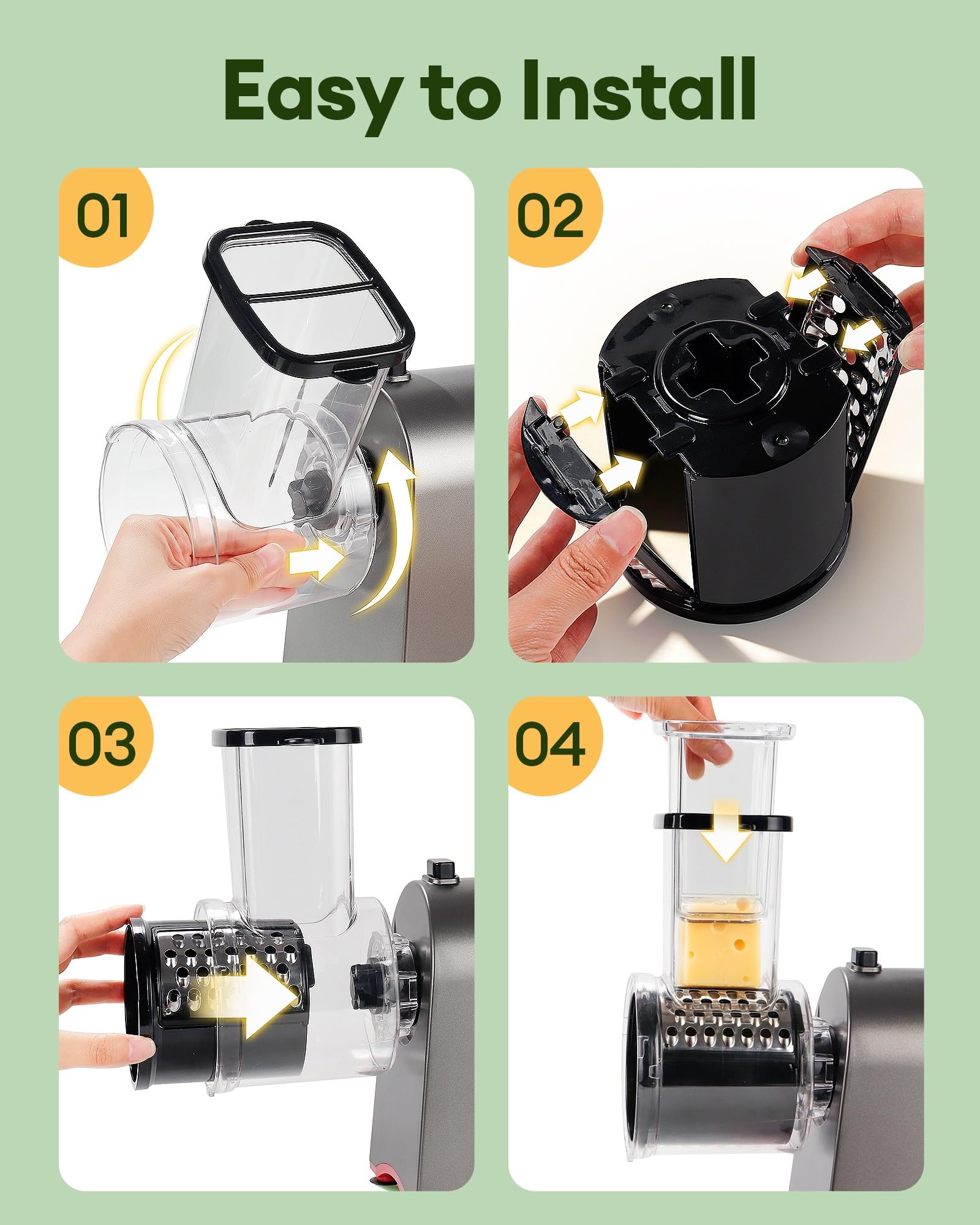 Grattugia elettrica 7 in 1 con motore da 300 W, affettatrice multifunzione per frutta, lame intercambiabili e scatola portaoggetti, per patate intere