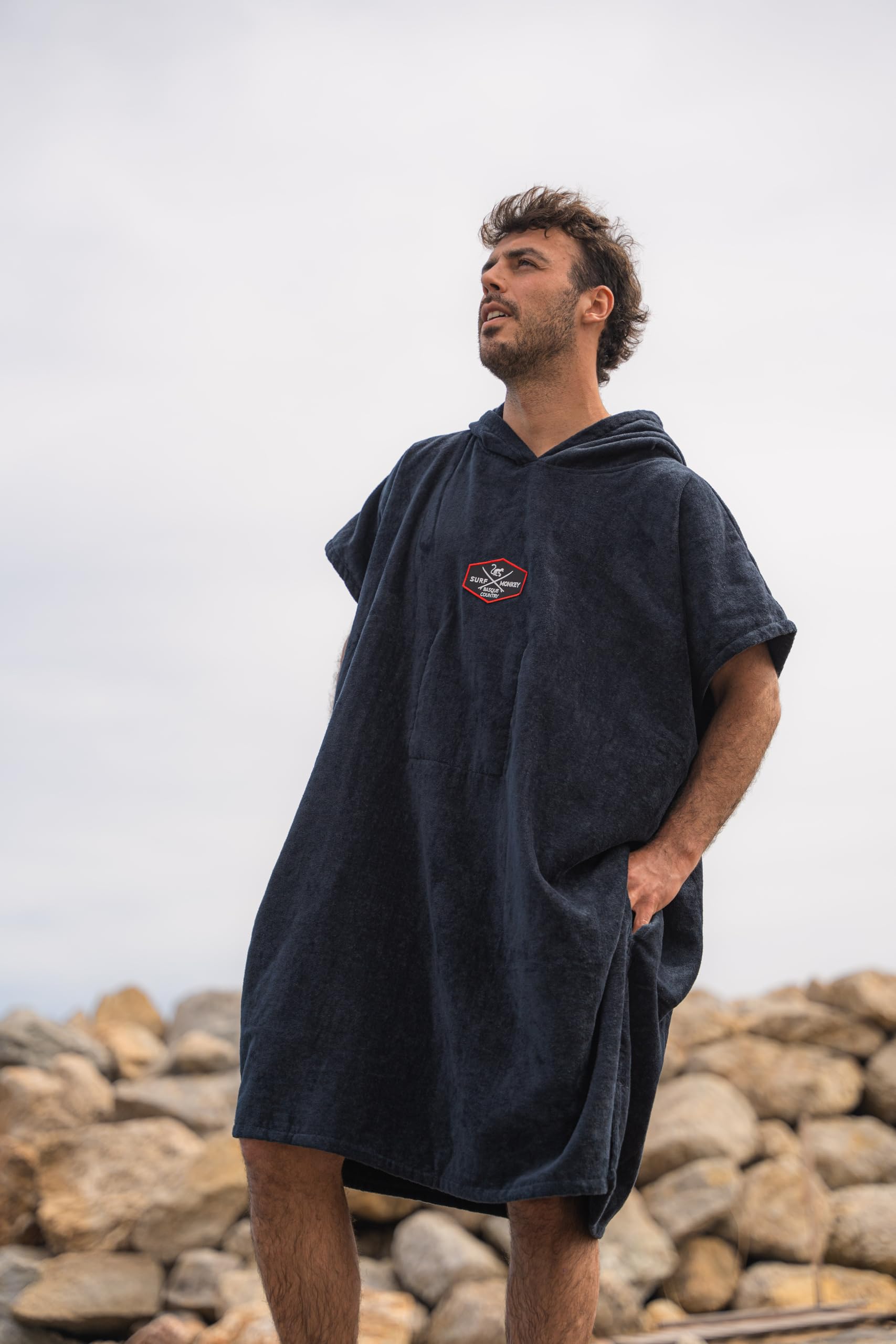 Poncho da surf Asciugamano, extra grande, spesso, per uomini e donne, con tasca con cappuccio per nuotare in spiaggia, 47 x 37 cm, nero teal
