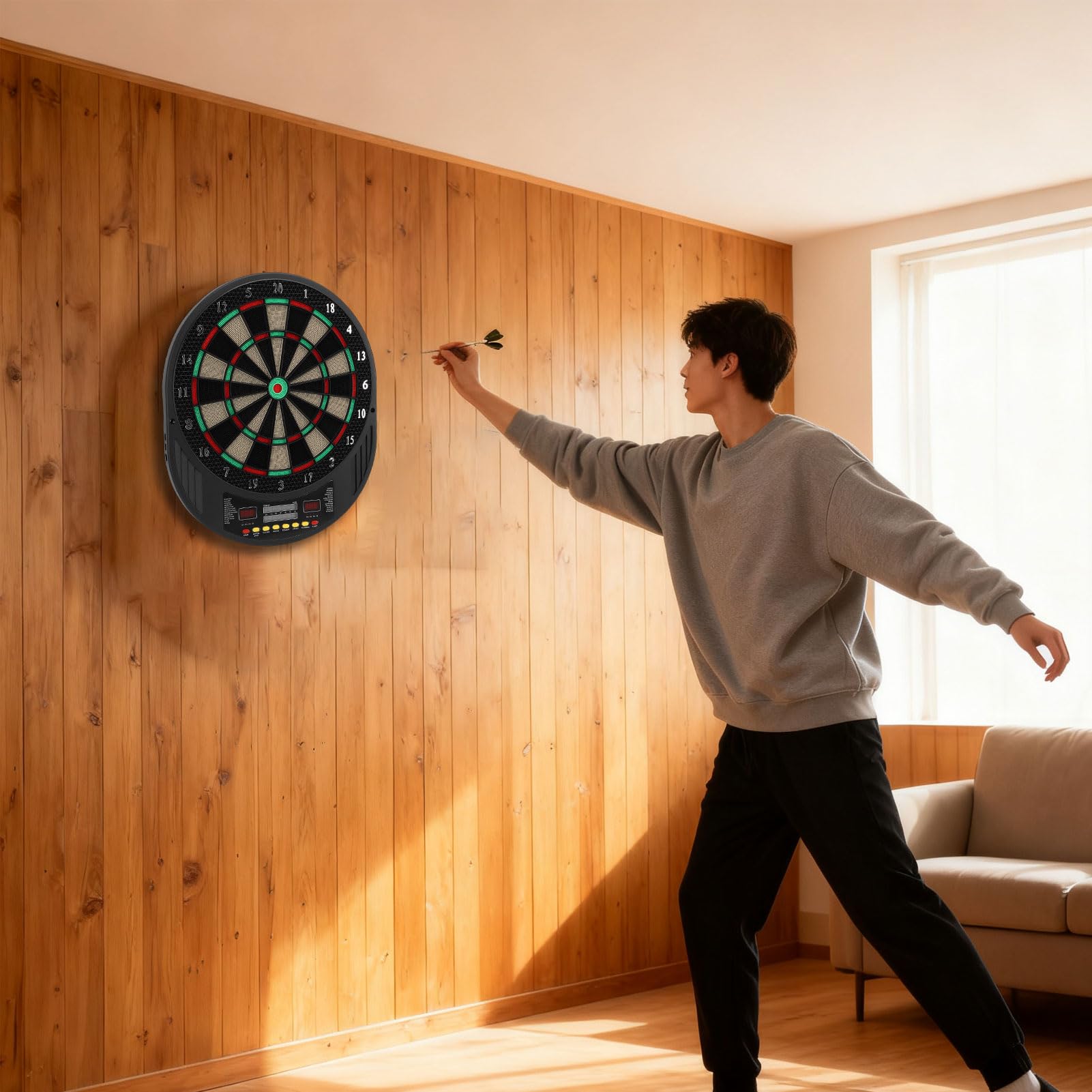 Topiky Juego de Diana de Dardos Electrónica Digital para Diversión Familiar con Puntuación Automática para Entretenimiento en el Hogar Diana de Punta Suave para Adultos y Niños