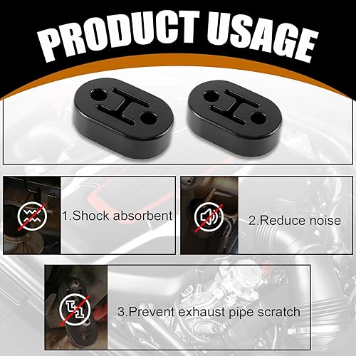 Miniatura 3 de 2 ganchos de escape para silenciador de automóvil con 2 agujeros, soporte aislante de goma duradero, soporte de buje, silenciador ajustable