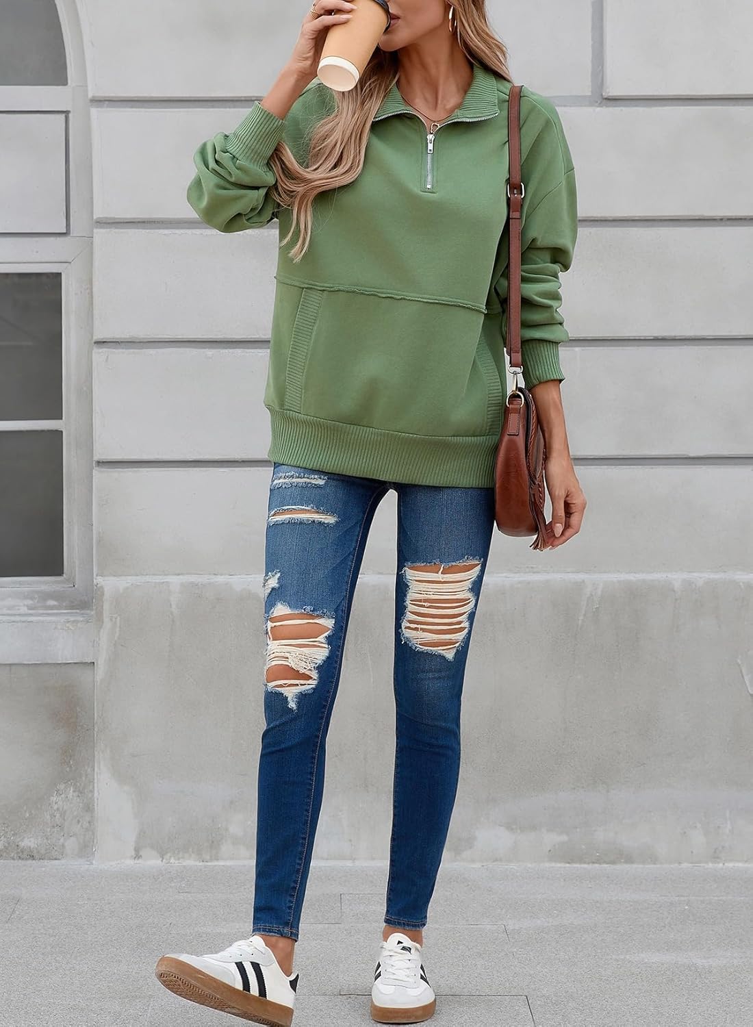 SHEWIN Womens Sweatshirt Casual Long Sleeve Half Zip Pullover Lightweight Sweatshirts Tops Fall Fashion Outfits 2025 - Image 6