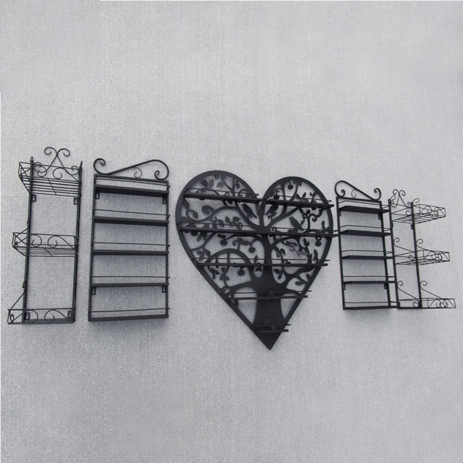 BBTF Nail Polish Organiser Wall Mounted Heart-Shaped Nail Polish Wall Rack White Black Pink 5 Tier Metal Nail