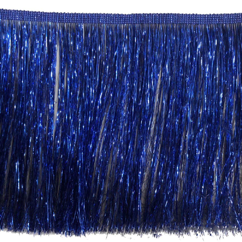 Yalulu 5 Meters Lace Tinsel Fringe Tassel Trim Dance Costume Fringe Trimming for DIY Crafts Clothes Accessories (Gem Blue)