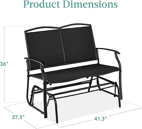Miniatura 3 de Best Choice Products Balancín de acero para 2 personas para patio, columpio de acero para terraza, porche con tela de textileno, marco de acero -