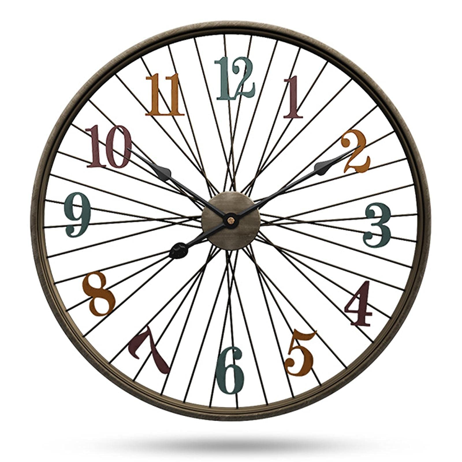 KRXSOBNV wall clock, 60cm Oversized Silent Wall Clock, Round Vintage Non-Ticking Hanging