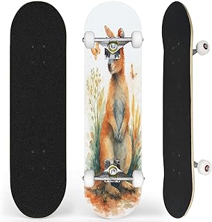 Complete Skateboard with Celestial Sun Moon Cosmic Clouds Stars Beginner Skateboard 7-Layer Maple Wood Double Kick Concave Skateboards for Kids, Adults, Teens 31" x 8"