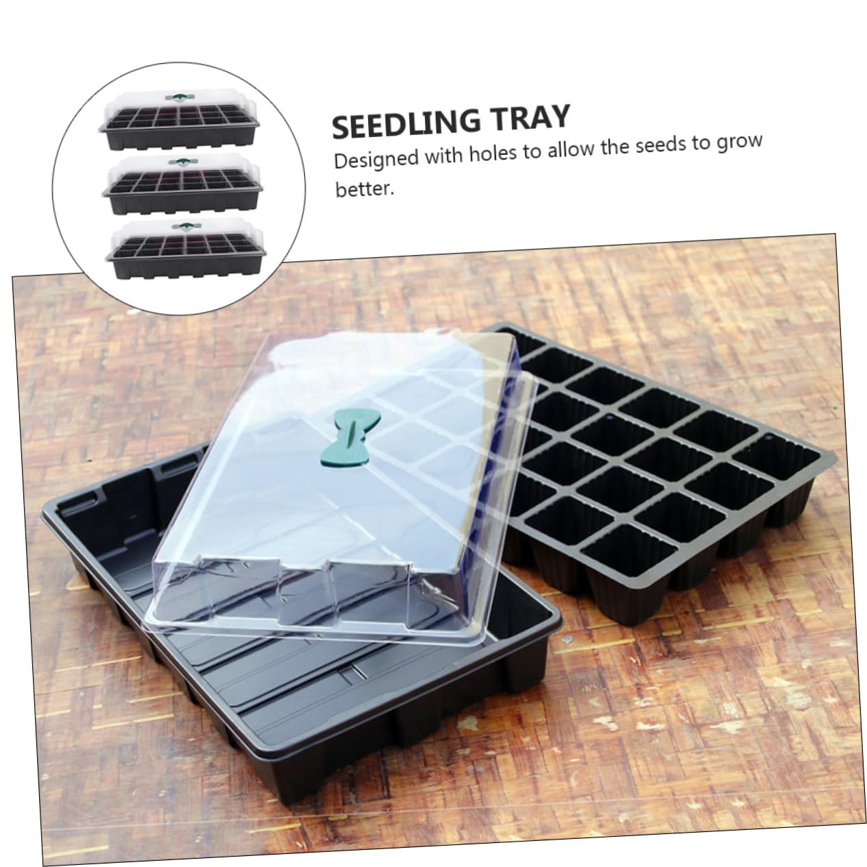 HEMOTON 3juegos Bandejas para Plántulas de Caja de Germinación para Cultivo Jardín Accesorio de Jardinería para Hortalizas