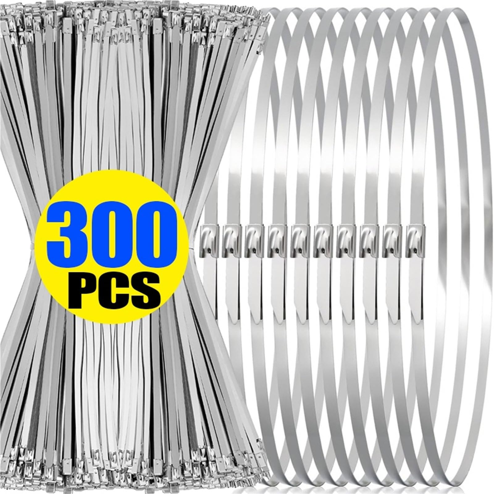 Bridas Metálicas Para Cables 300/50 Uds bridas for cables de acero inoxidable correa de tirantes de Metal for anillo de sujeción autoblocante(4.6x150mm,300PCS)